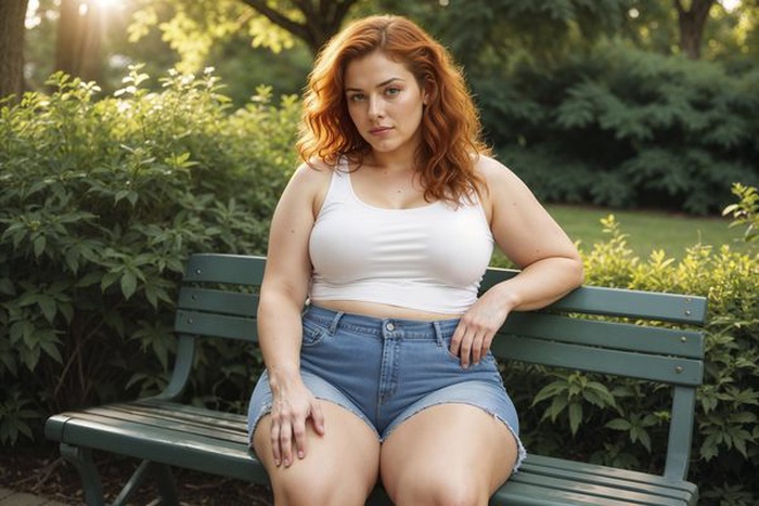 Plus size woman posing